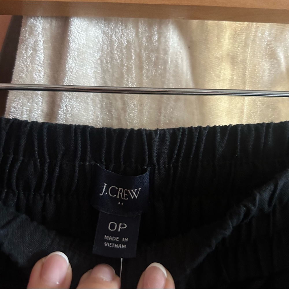 J. Crew Linen Cotton Blend Drawstring Pants Black Pull‎ On NWT Size 0 Petite - Picture 5 of 10